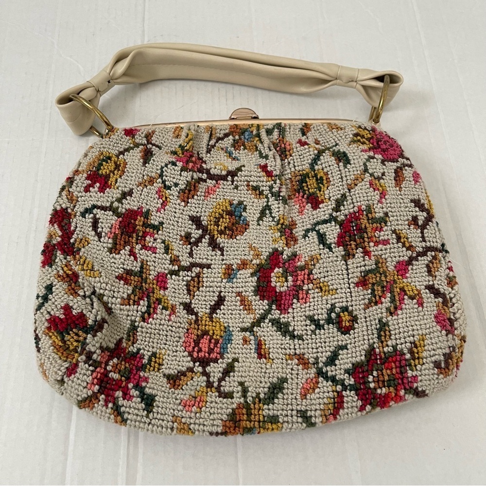 Women’s Dova Vintage 1950’s Empress Tapestry Handbag Floral Handbag Embroidered - Picture 3 of 7